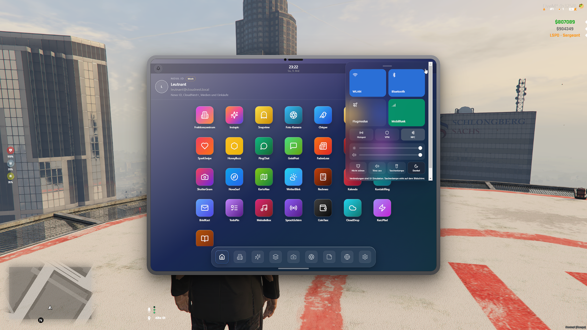 Tablet UI — weiterer Screen